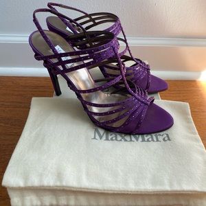 Max Mara size 37 1/2 purple rhinestone prom style sandals